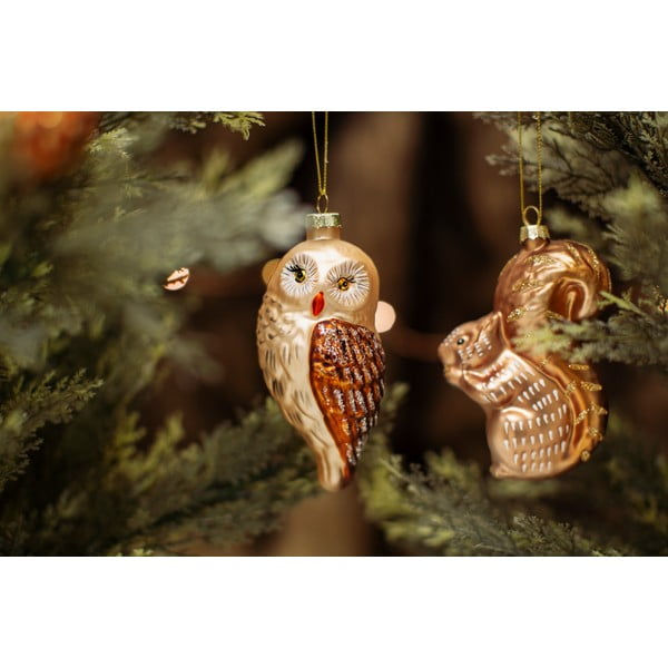 Skleněná ručně vyrobená vánoční ozdoba 13 cm Owl – Sass & Belle-image-2