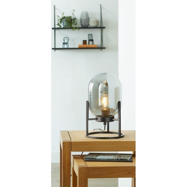 Černá stolní lampa se skleněným stínidlem (výška 34 cm) Regi – Fischer & Honsel-image-3