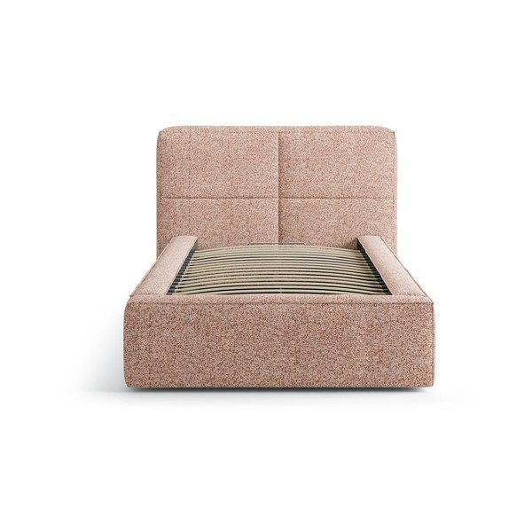 Růžová čalouněná jednolůžková postel s úložným prostorem s roštem 90x200 cm Darren – Micadoni -image-3