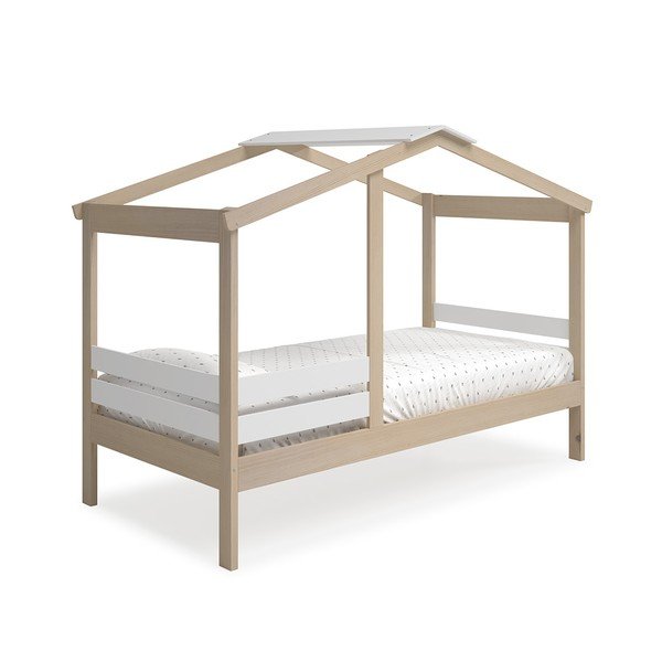 Bílá/přírodní domečková dětská postel v dekoru borovice 90x190 cm Angel – Marckeric-image-3