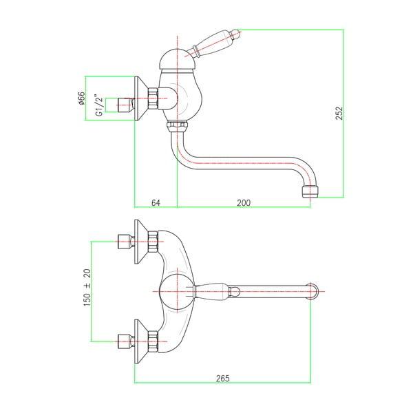 Nástěnná umyvadlová baterie ve stříbrné barvě (1 výstup) Kirké White – Sapho-image-1