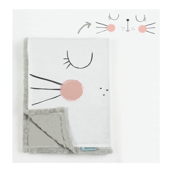Bílo-šedá dětská deka 170x130 cm Cat - Little Nice Things