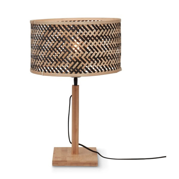 Stolní lampa s bambusovým stínidlem v černo-přírodní barvě (výška 38 cm) Java – Good&Mojo
