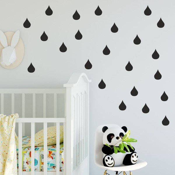 Sada černých samolepek na zeď North Carolina Scandinavian Home Decors Drop