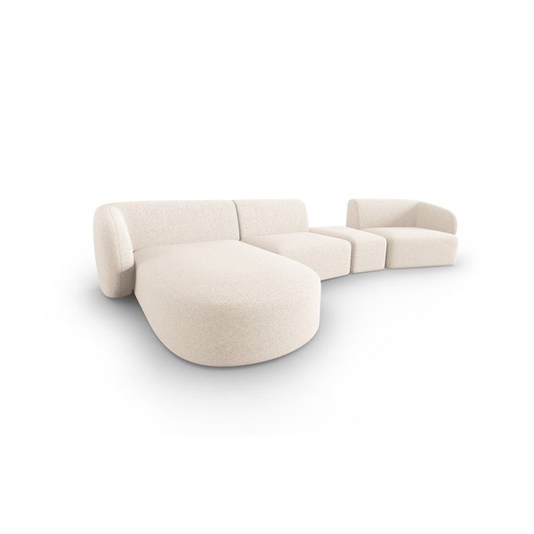 Béžová žinylková rohová pohovka (levý roh/s lenoškou) Paolo – Milo Casa-image-2