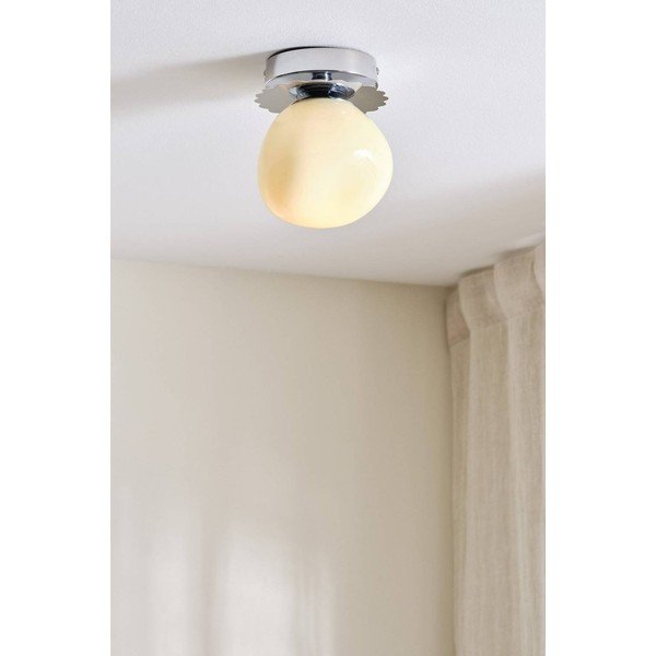 Krémové/v leskle stříbrné barvě stropní svítidlo z opálového skla ø 12 cm Bon – Jotex-image-1