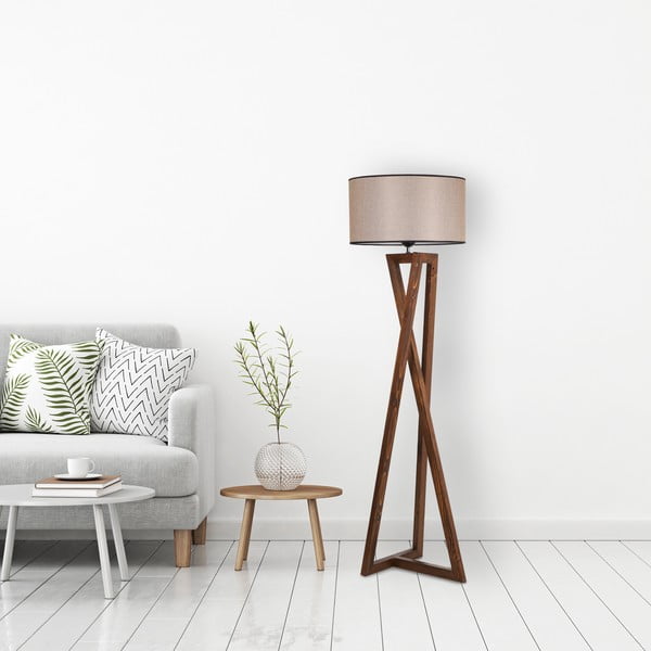 Hnědá stojací lampa s textilním stínidlem (výška 149 cm) Maçka – Opviq lights-image-2
