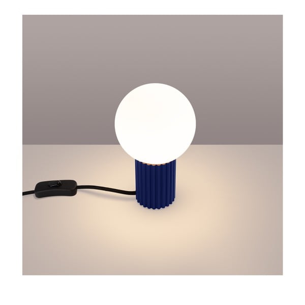 Tmavě modrá stolní lampa se skleněným stínidlem (výška 19 cm) Orbital – Sollux-image-1