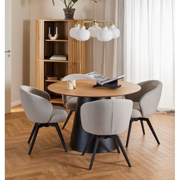 Černo-přírodní kulatý jídelní stůl s deskou v dubovém dekoru ø 120 cm Soli – Actona-image-1