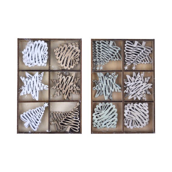 Set 48 závěsných dřevěných ozdob Ego Dekor Winter