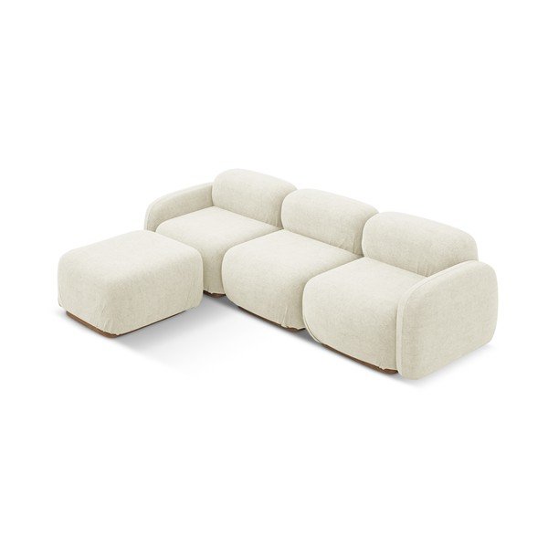 Krémová modulární rohová pohovka z textilie bouclé Ailani – Makamii-image-2