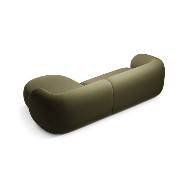 Zelená sametová rohová pohovka (pravý roh/s lenoškou) Kate – Micadoni -image-2