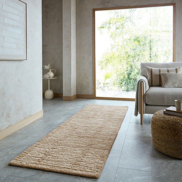 Ručně tkaný vlněný běhoun v přírodní barvě 80x230 cm Harris Modula Wool – Flair Rugs-image-1