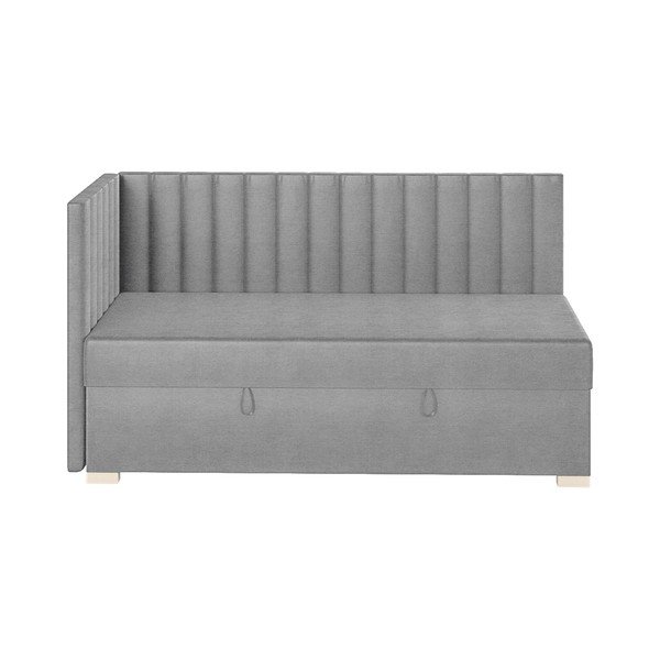 Šedá rohová dětská postel s úložným prostorem s matrací 90x200 cm Snugi – Ghado