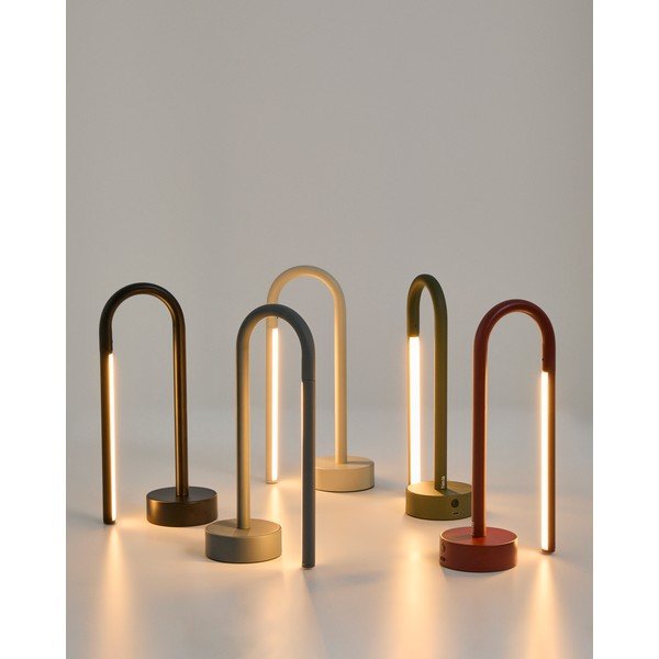 Světle modrá kovová LED stolní lampa (výška 30 cm) Bow – Kave Home-image-2