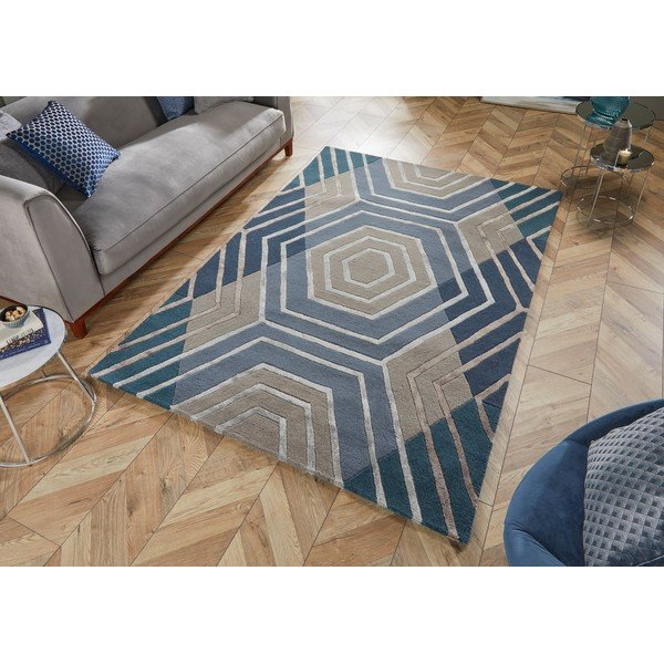 Modrý vlněný koberec Flair Rugs Harlow, 160 x 230 cm-image-4