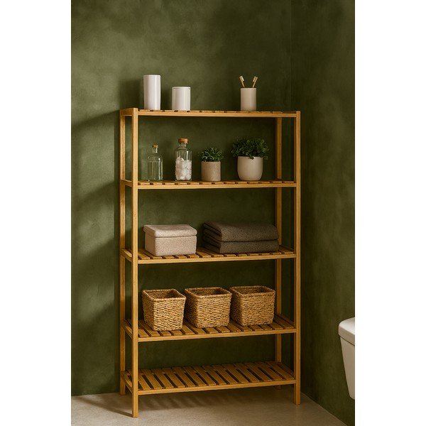 Bambusový koupelnový regál v přírodní barvě 60x130 cm Skaren – Bonami Essentials-image-1