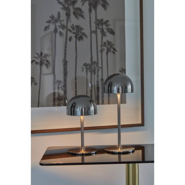 LED stolní lampa na dálkové ovládání ve stříbrné barvě s kovovým stínidlem (výška 30 cm) Tim – Sirius-image-2