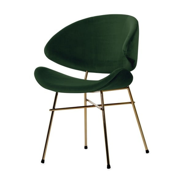 Lahvově zelená židle nohami ve zlaté barvě Iker Cheri