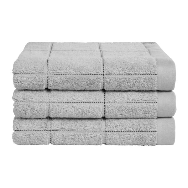 Sada 3 šedých ručníků z organické bavlny Seahorse, 60 x 110 cm