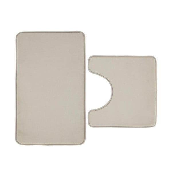 Béžové WC koupelnové předložky z paměťové pěny v sadě 2 ks 50x80 cm Anti-Bacterial – Catherine Lansfield