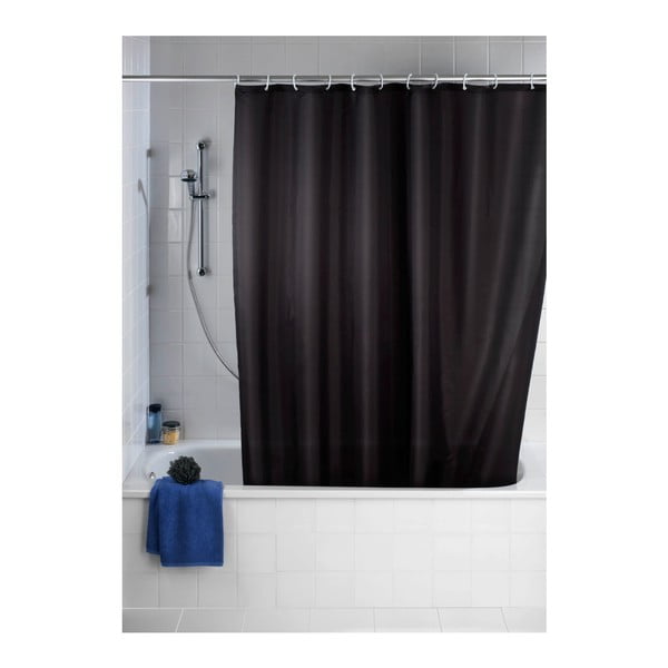 Černý sprchový závěs s protiplísňovou povrchovou úpravou Wenko, 180 x 200 cm-image-1