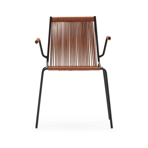 Kovové jídelní židle v sadě 2 ks s područkami/stohovatelné v terakotové barvě Emily – Marckeric-image-4