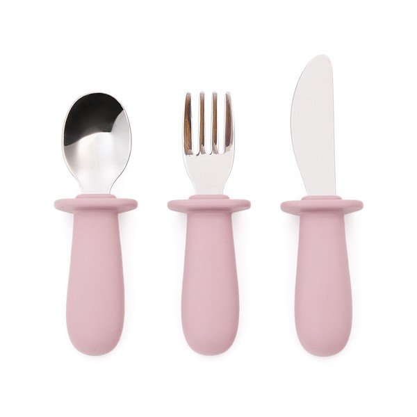 Růžový plastový/ze silikonu dětský příbor 3 ks Lili – Kave Home