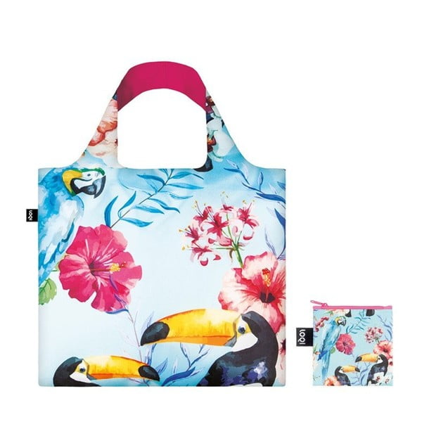 Skládací nákupní taška s kapsičkou LOQI Birds
