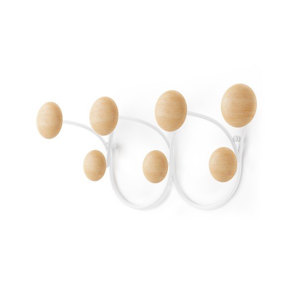 Bílý přírodní nástěnný věšák z borovicového dřeva Dotsy – Umbra-image-3