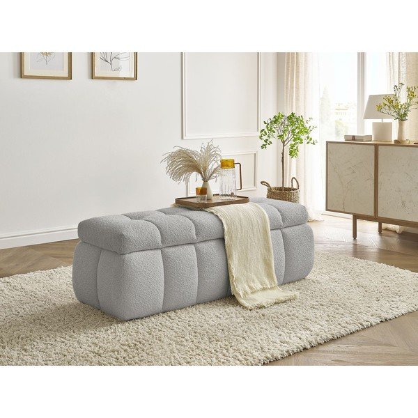 Světle šedá lavice z textilie bouclé Mont Blanc – Bobochic Paris-image-1