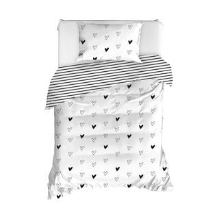 Povlečení na jednolůžko z ranforce bavlny Mijolnir Eveline White, 140 x 200 cm