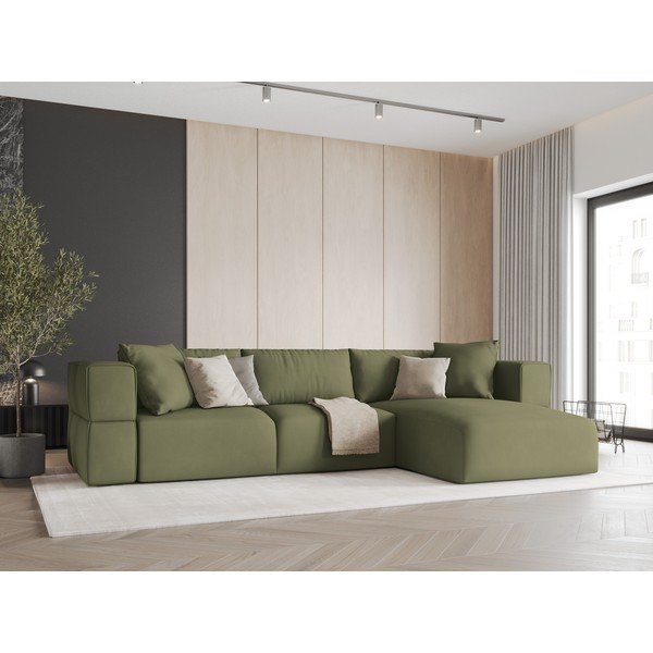 Světle zelená rohová pohovka, pravý roh Esther – Milo Casa-image-1