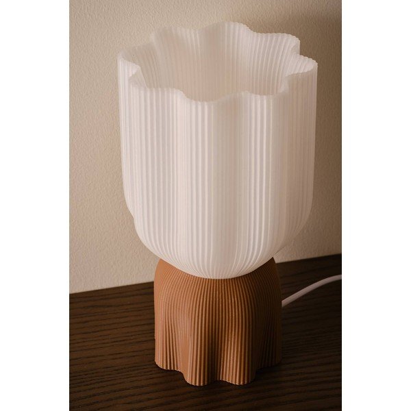 Bílá/hnědá plastová stolní lampa (výška 27 cm) Camier – Jotex-image-2