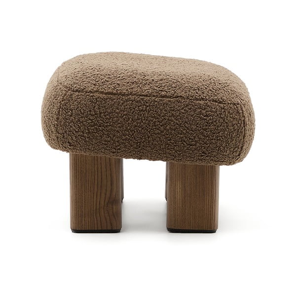 Hnědá podnožka z textilie bouclé Nema – Kave Home-image-3