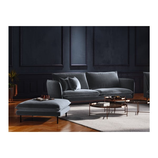 Šedá sametová podnožka Cosmopolitan Design Vienna, 100 x 80 cm-image-3