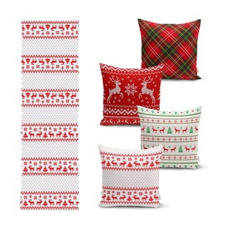 Sada 4 vánočních povlaků na polštář a běhounu na stůl Minimalist Cushion Covers Nordic Knit