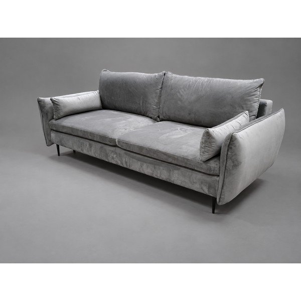 Šedá sametová rozkládací/s úložným prostorem pohovka 222 cm Vermont - II. jakost – Cosmopolitan Design-image-2