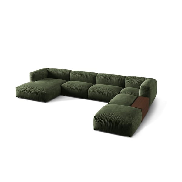 Zelená sametová modulární rohová pohovka (pravý roh/do "U") Martina – Micadoni -image-1