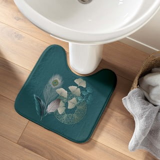 Tyrkysová WC koupelnová předložka 45x45 cm Ginkoblue – douceur d'intérieur