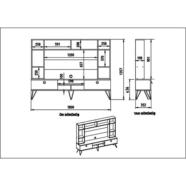 Šedo-hnědá TV  sestava  v dekoru ořechu 180x136 cm Lorenz – Kalune Design-image-4