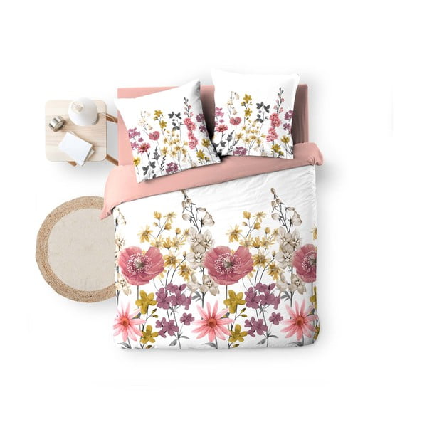 Bílo-růžové prodloužené mušelínové povlečení na dvoulůžko 240x260 cm Rosine – douceur d'intérieur-image-2