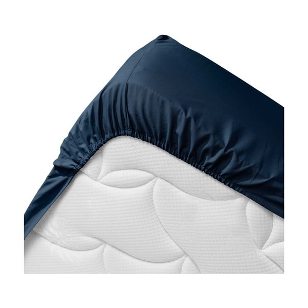 Tmavě modré napínací prostěradlo z Bio bavlny 90x190 cm Biolina – douceur d'intérieur-image-3