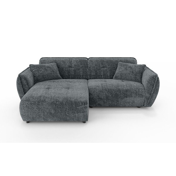 Tmavě šedá žinylková rohová pohovka (levý roh/s lenoškou) Nelia – Ropez