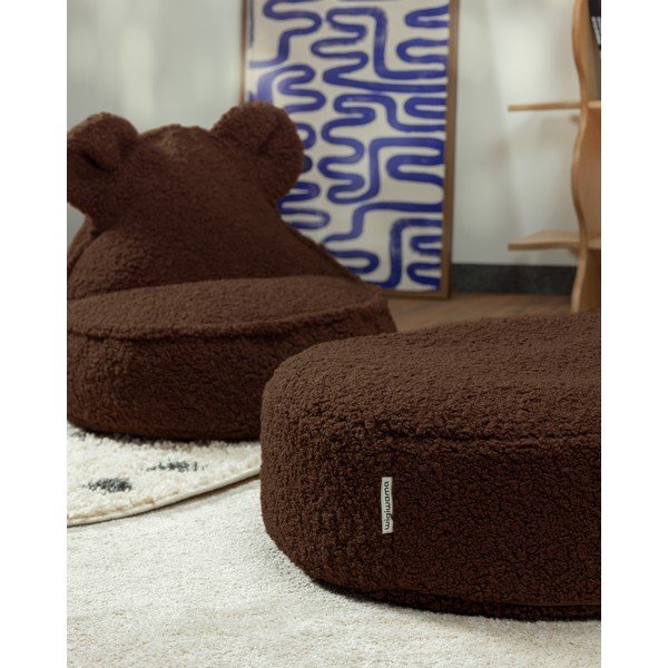 Tmavě hnědý dětský puf z textilie bouclé Warm Hazel – Wigiwama-image-4