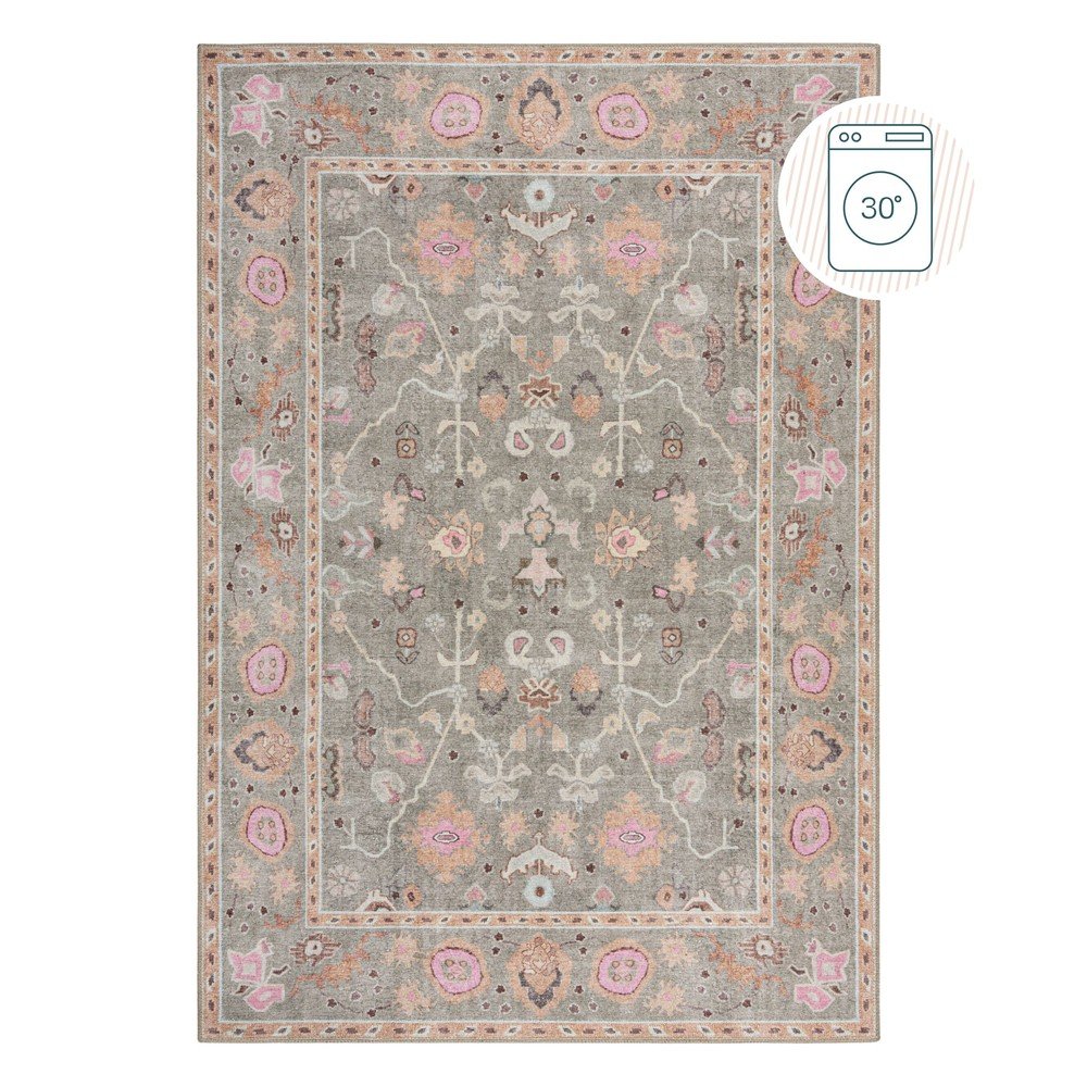 Světle zelený pratelný koberec 115x170 cm Una Floral – Flair Rugs