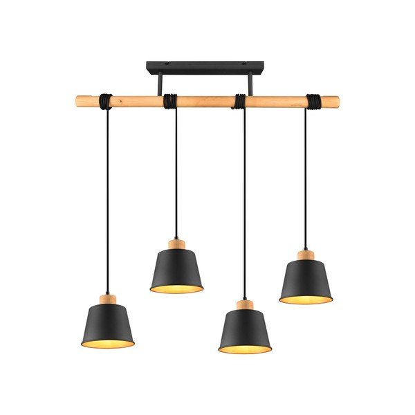 Závěsné svítidlo v černo-přírodní barvě s kovovým stínidlem ø 18 cm Harris – Trio-image-2