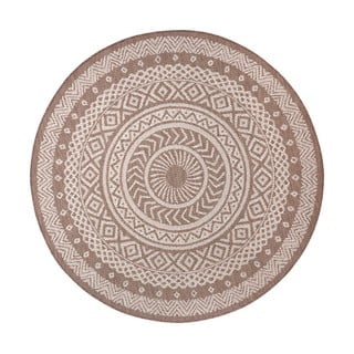 Hnědo-béžový venkovní koberec Ragami Round, ø 160 cm