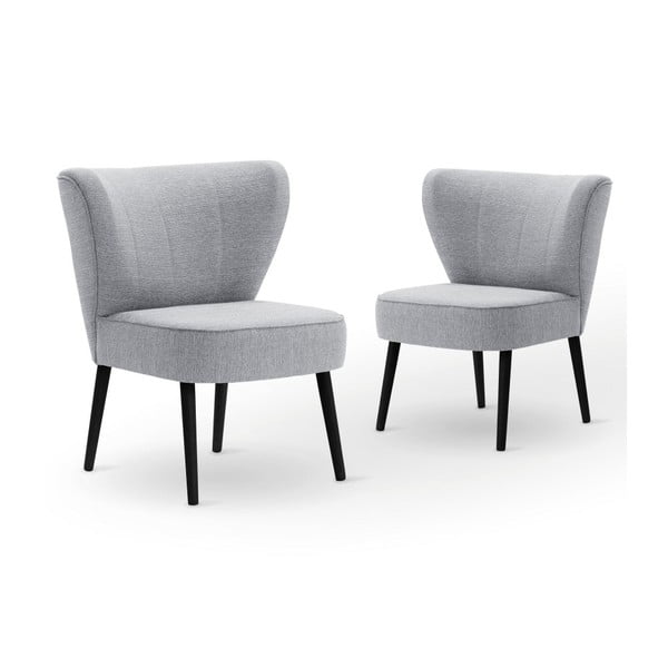 Sada 2 světle šedých jídelních židlí s černými nohami My Pop Design Adami
