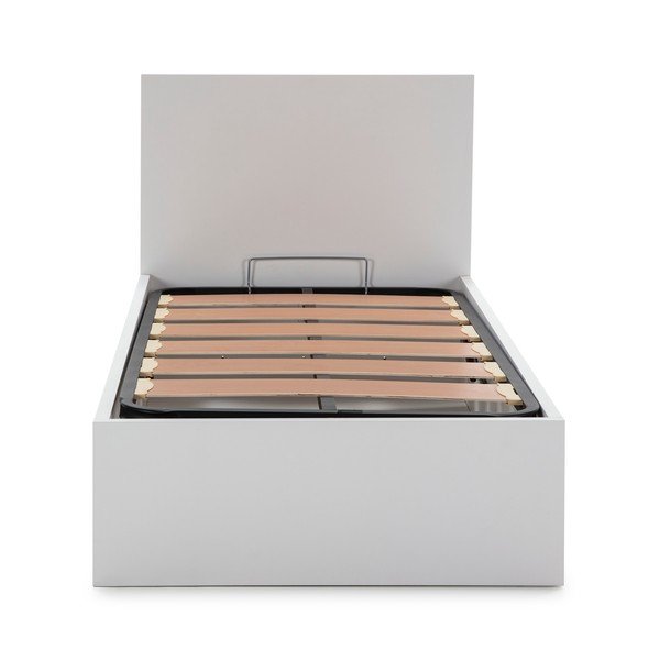 Bílá postel s úložným prostorem a roštem 90x190 cm Kronos - Marckeric